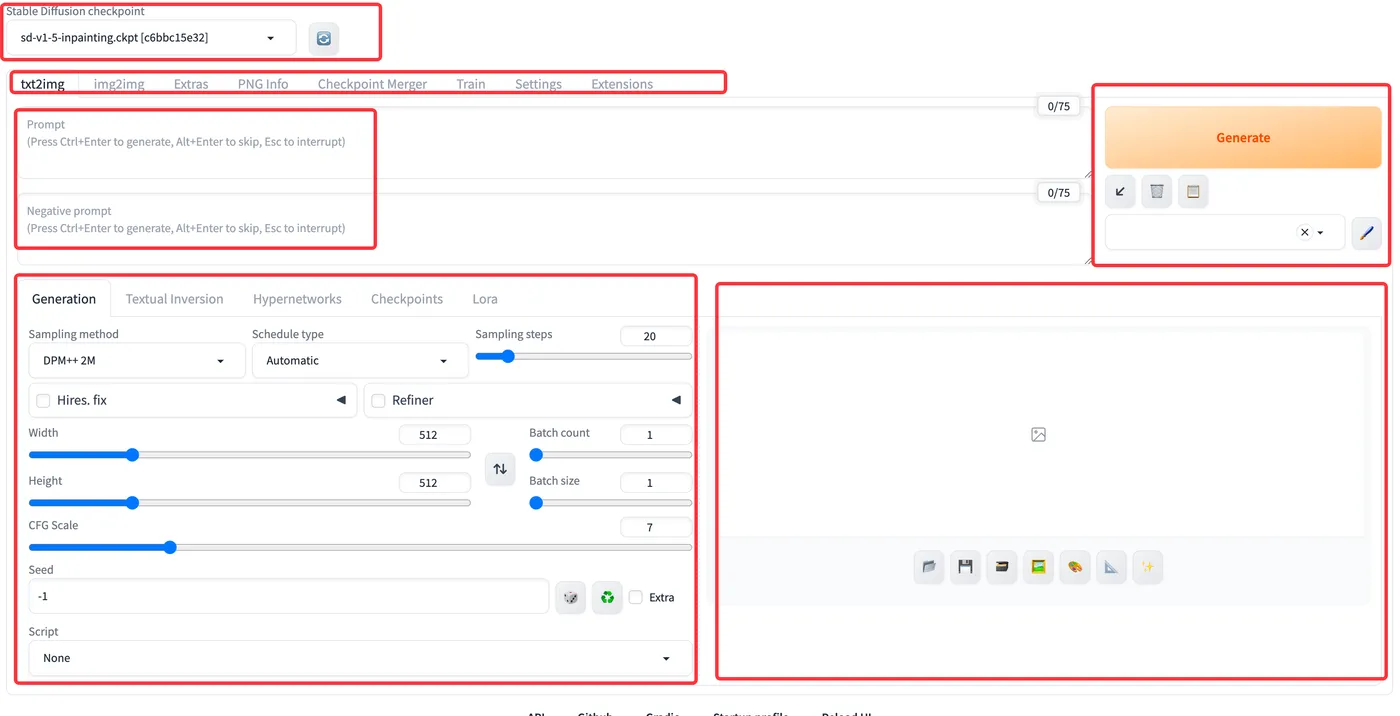 StableDiffusionWebUI: Interface Overview